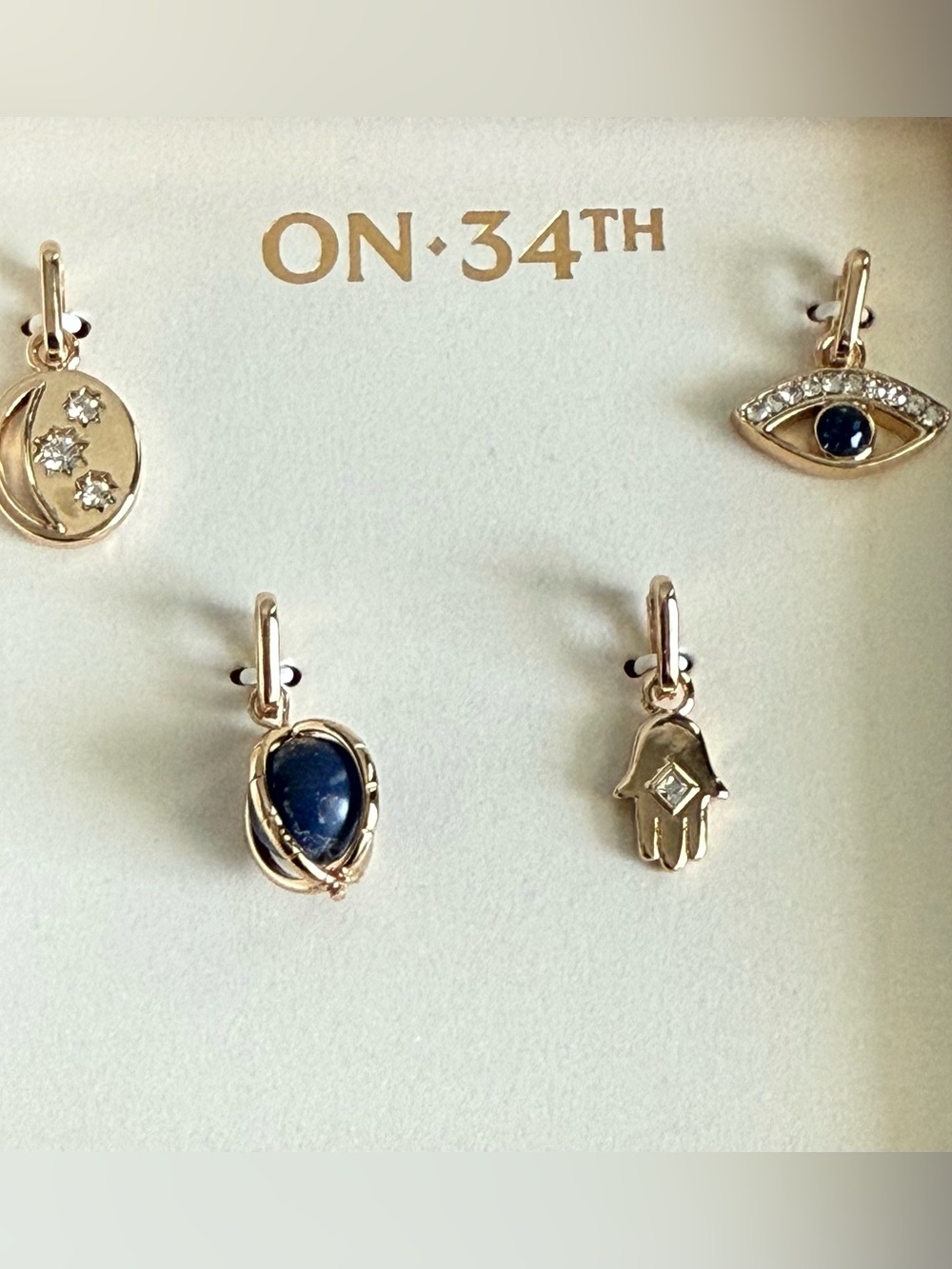 ON·34TH Gold Hamsa and Navy Stone Charms - Women Jewelry
